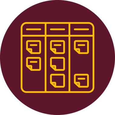 Kanban akış şeması doğrusal simgesi. Not simgesi olan tahta. İş akışı yönetimi. Çalışmalar devam ediyor. Program sistemi. İnce çizgili çizim. Contour sembolü. Vektör çizimi. Düzenlenebilir vuruş