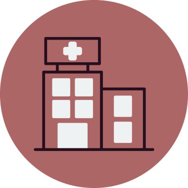 Hastane binası simgesi, vektör illüstrasyonu basit tasarım