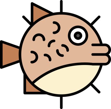 Kirpi balığı. Web simgesi basit illüstrasyon