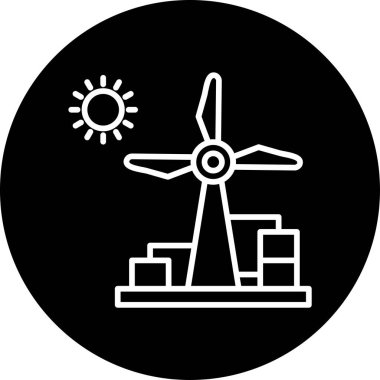 Rüzgâr Enerjisi Ağ simgesi, basit vektör illüstrasyonu