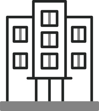 Otel binası simgesi, vektör illüstrasyonu