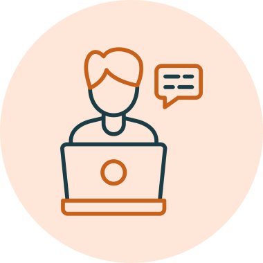 Bir video çağrısını temsil eden düz tasarım soyut simgesi.