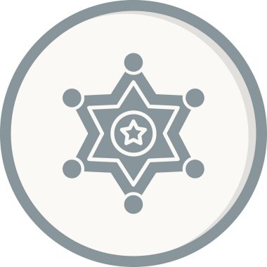 Şerif rozet simgesi, vektör illüstrasyonu