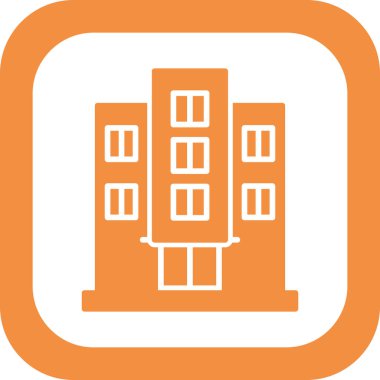 Otel binası simgesi, vektör illüstrasyonu