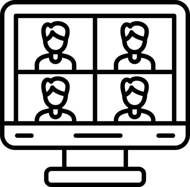 Ana hatlı biçim vektör illüstrasyon tasarımında konferans simgesi