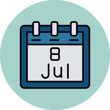 Temmuz takvim ikonu. vektör illüstrasyonu