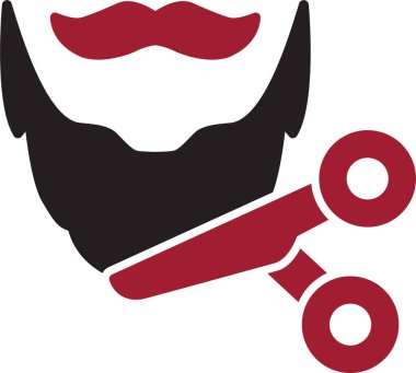 Sakallı ve budama makineli bir adam. Basit simge illüstrasyonu 