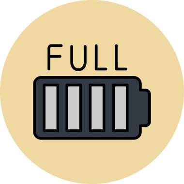 Full Battery icon visually indicates when a device or application is fully charged, ensuring users promptly recognize maximum power capacity.  clipart