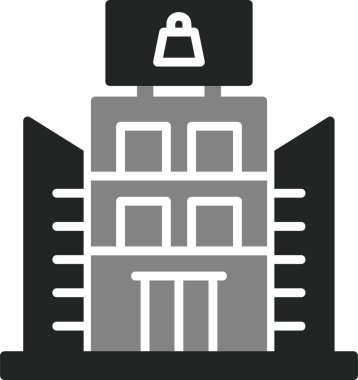 Alışveriş merkezi simgesinin basit doğrusal resmi 