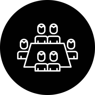 Ana hatlı biçim vektör illüstrasyon tasarımında konferans simgesi