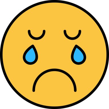 Ağlayan emoji. Web simgesi basit illüstrasyon