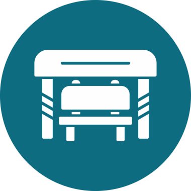 Otobüs durağı. Web simgesi basit illüstrasyon