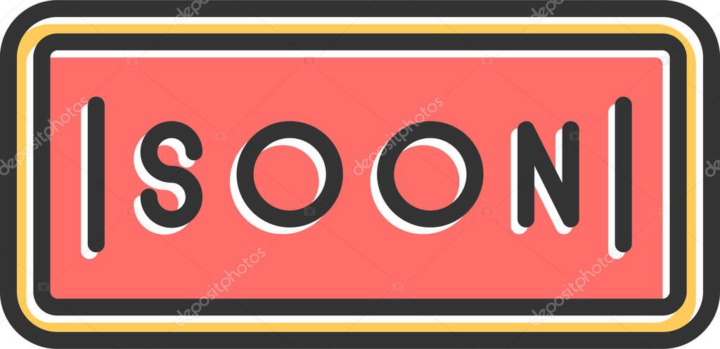 Soon word web sticker, vector illustration