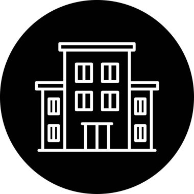 Hostel binası ikon vektör illüstrasyonu