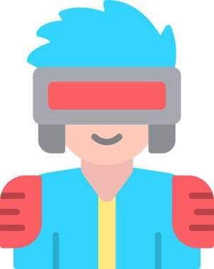 Siberpunk google kullanan erkek karakterin temel doğrusal resmi