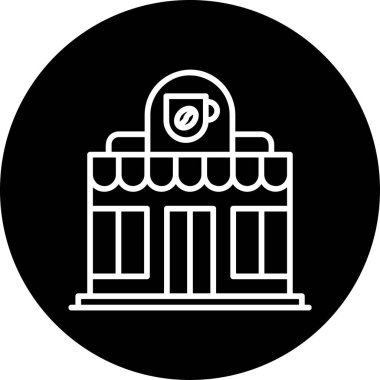 Kahve Dükkanı web simgesi, vektör illüstrasyonu