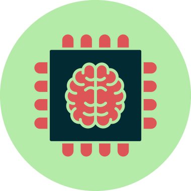 Yapay Zeka simgesi, vektör illüstrasyonu 