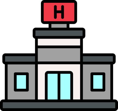 Hastane binası simgesi, vektör illüstrasyonu basit tasarım