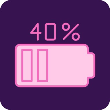 Pil Yüzdesi simgesi, vektör illüstrasyonu