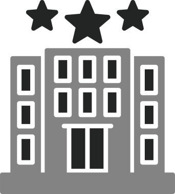 Otel binası simgesi, vektör illüstrasyonu
