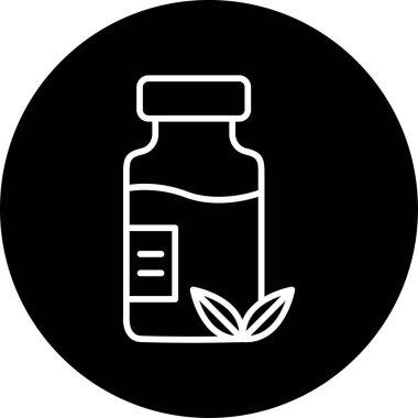 Bitkisel ilaç şişesi simgesinin web illüstrasyonu