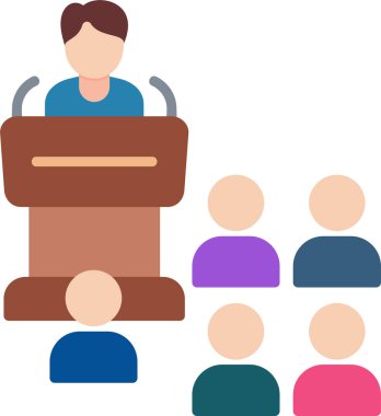 Ana hatlı biçim vektör illüstrasyon tasarımında konferans simgesi