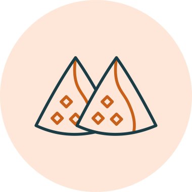 Hint Samosa Simgesi Vektör İllüstrasyonu Beyaz Arkaplanda İzole Edildi