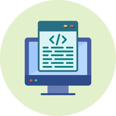 bilgisayar kodlama simgesi, vektör illüstrasyonu