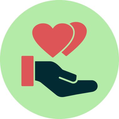 Kalbi tutan el. Web simgesi basit bir illüstrasyon. İyilik işareti