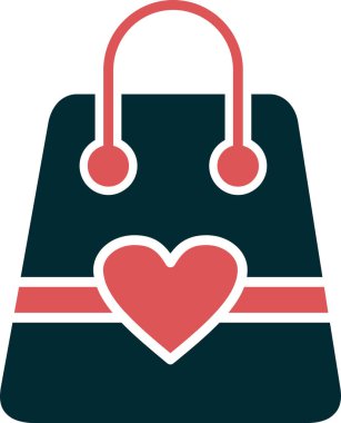 kalp alışveriş torbası ikon vektör illüstrasyonu