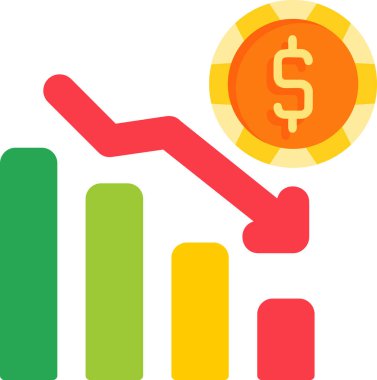 Düşen finansal grafik oklu dolar sembolü 