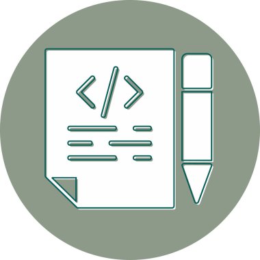 Kod yazılıyor, web simgesi vektör illüstrasyonu