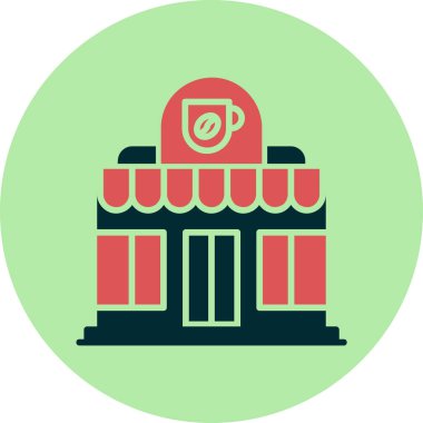 Kahve Dükkanı web simgesi, vektör illüstrasyonu