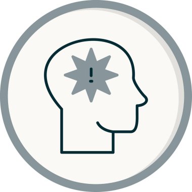 Ünlem işareti olan adam düz simge, panik konsepti, vektör illüstrasyonu