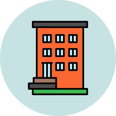 Şehir binası simgesi, vektör illüstrasyonu basit tasarım