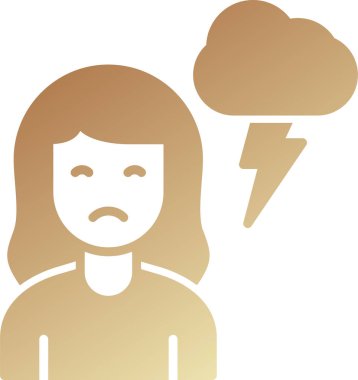 Bulut ve şimşek vektörü çizimi olan üzgün kadın