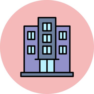 Otel binası simgesi, vektör illüstrasyonu