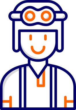 Kasklı ve gözlüklü pilot vektör çizimi