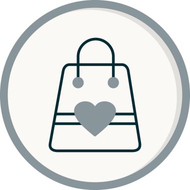 kalp alışveriş torbası ikon vektör illüstrasyonu