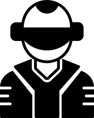 Siberpunk google kullanan erkek karakterin basit vektör illüstrasyonu