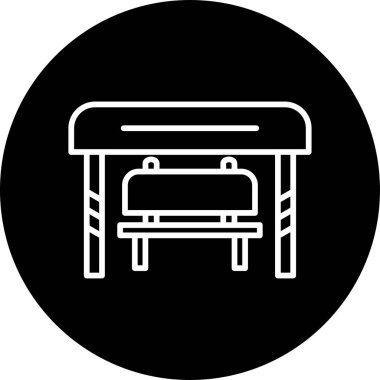 Otobüs durağı. Web simgesi basit illüstrasyon