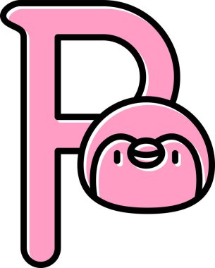 Alfabe için basit vektör başkenti P harfi ve pengueni özetle