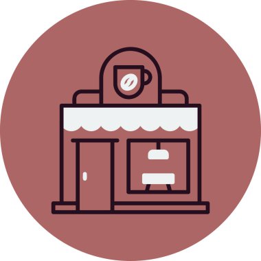 Kahve Dükkanı web simgesi, vektör illüstrasyonu