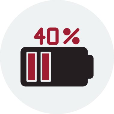 Pil Yüzdesi simgesi, vektör illüstrasyonu