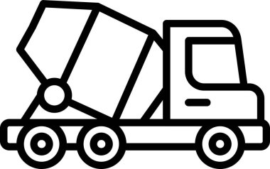 Beton karıştırıcı kamyon ikonu vektör illüstrasyonu