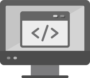 bilgisayar kodlama simgesi, vektör illüstrasyonu