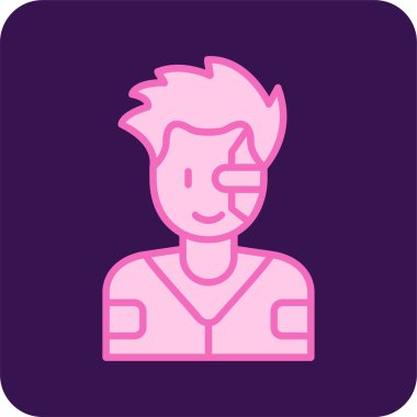 Siberpunk google kullanan erkek karakterin basit vektör illüstrasyonu