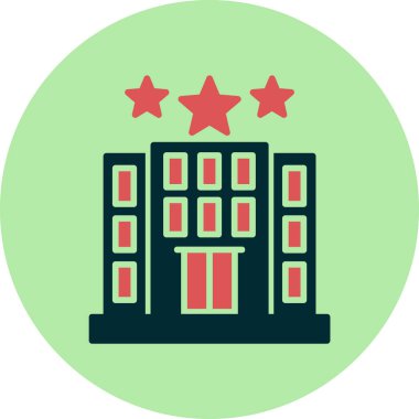 Otel binası simgesi, vektör illüstrasyonu