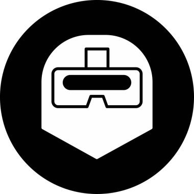 Renkli vektör grafikleri kullanan modern bir kask simgesinin soyut tasviri.