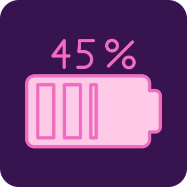 Pil Yüzdesi simgesi, vektör illüstrasyonu